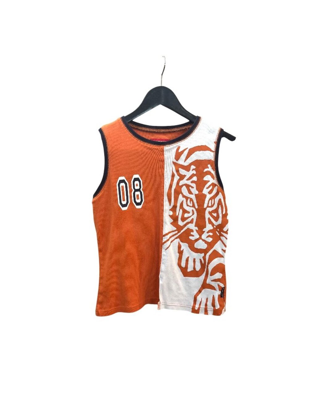 Vintage Y2K Orange Sleeveless Tiger Sporty Top Small